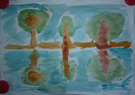 Рисование отражение в воде монотипия