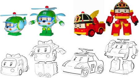 Раскраска роботы Робокар Поли