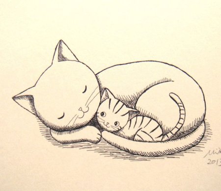 Спящий кот рисунок