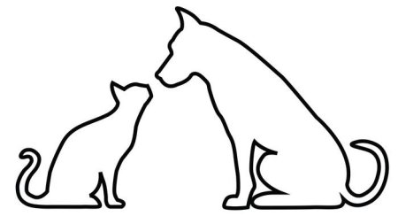 Силуэт кошка и собака контур