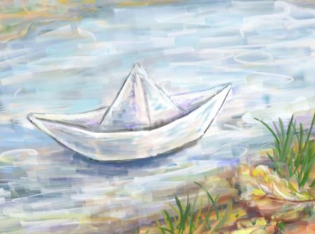 Бумажный кораблик вид сбоку