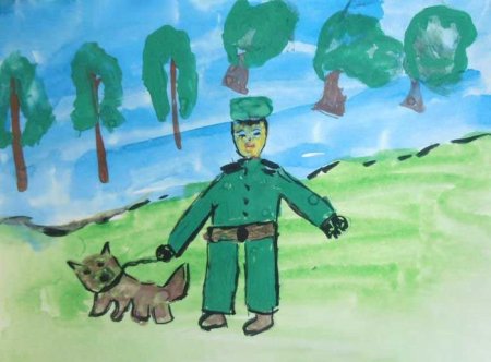 Рисование пограничник с собакой