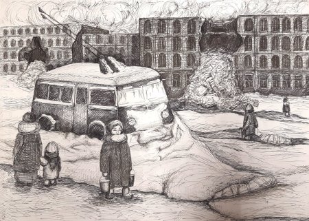 Блокада Ленинграда рисунки