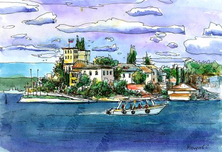 Художник Сергей Меркулов Севастополь скетчи акварель