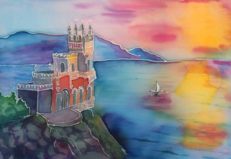 Ласточкино гнездо Крым акварель