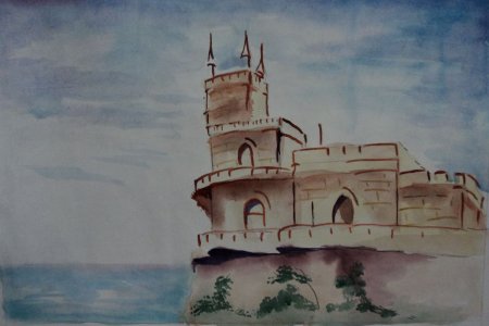 Ласточкино гнездо Крым акварель