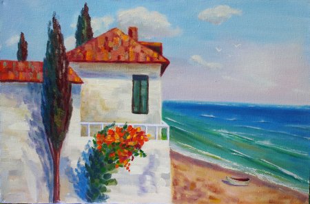 Дом у моря живопись
