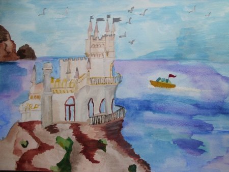 Ласточкино гнездо в Крыму рисунок