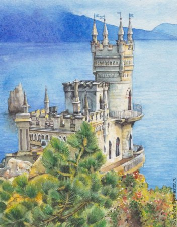 Ласточкино гнездо Крым акварель