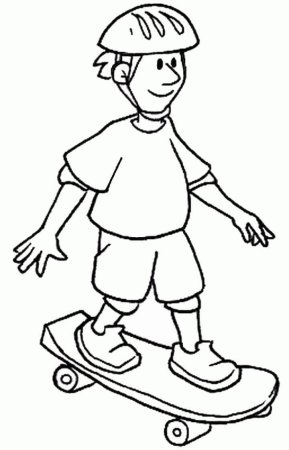 Раскраска мальчик на скейтборде