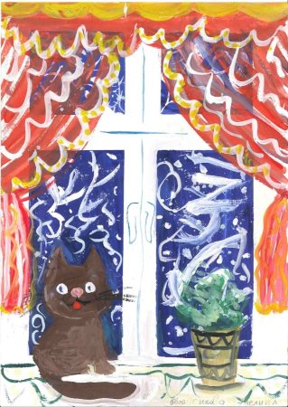 Рисунки на тему за окошком Рождество