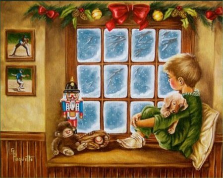 Рождество мальчик у окна