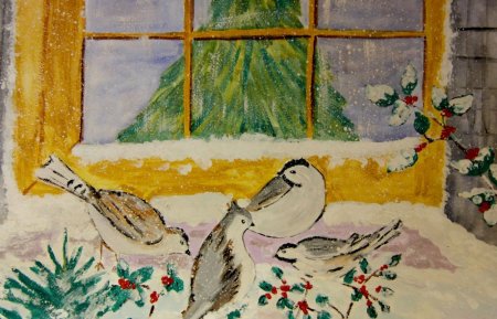 За окошком Рождество рисунки детей