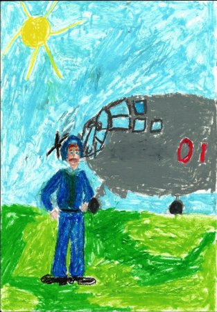 Летчик детский рисунок