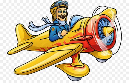 Мультяшный самолет с пилотом