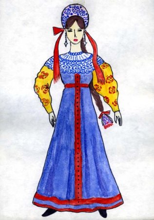 Рисование русского народного костюма