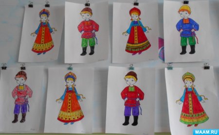 Рисование кукла в национальном костюме Комарова