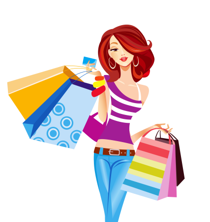 Девочка с тележкой для покупок