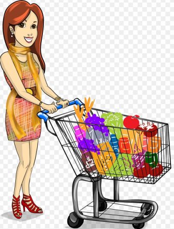 Нарисованные дети с покупками