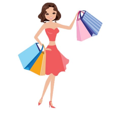 Нарисованная семья с покупками