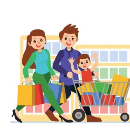 Дети идут за покупками