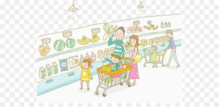 Люди с тележкой для покупок с продуктами