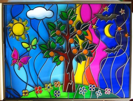 Витраж корабль море Маяк