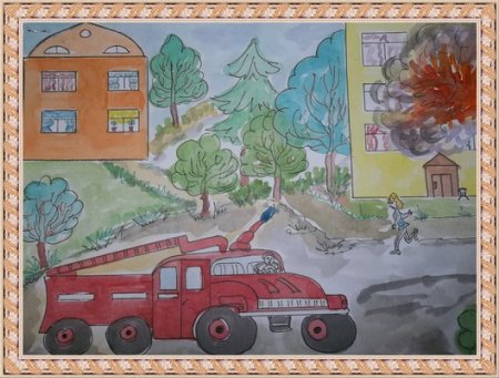 Пожарная машина рисование в детском саду