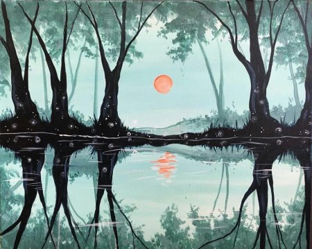 Рисование отражение в воде