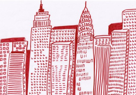 Рисунки небоскребов фломастером