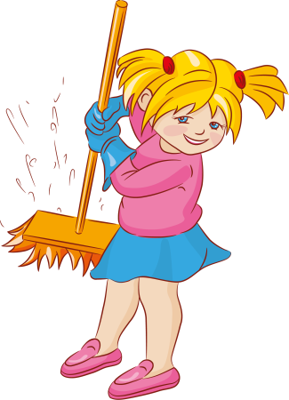 Дети убираются в классе