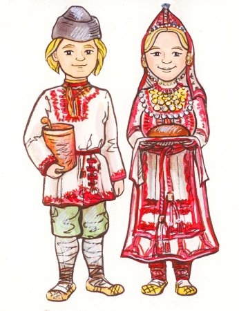 Национальный костюм марийцев рисунок для детей