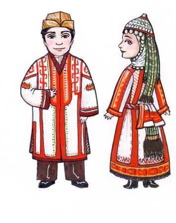 Чувашский Национальная одежда risovat