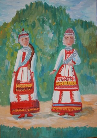 Чувашский Национальная одежда risovat