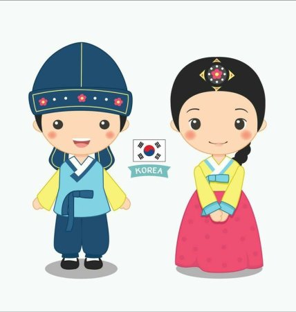 Корейцы национальный костюм вектор
