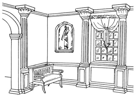 Комната в стиле Барокко карандашом