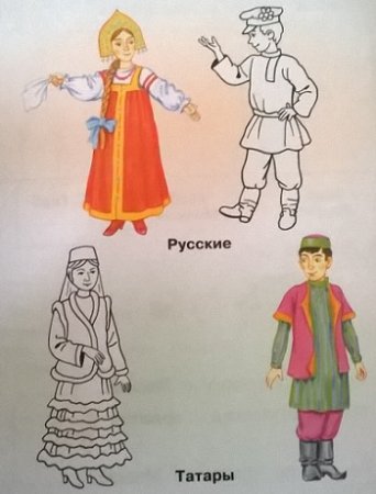 Традиционные костюмы народов России рисунки детей