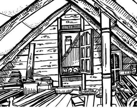 Разукрашка дом с чердаком