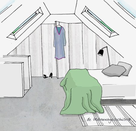 Спальня на чердаке эскиз