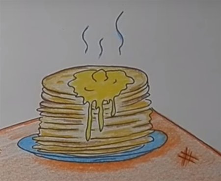 Рисование блинов на Масленицу