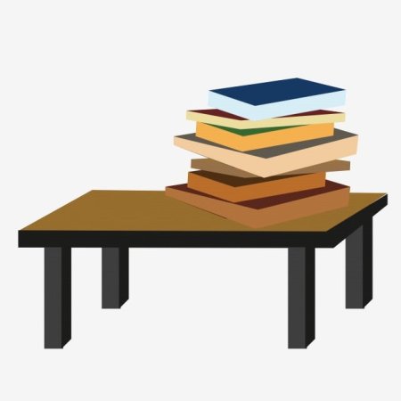 Книги на столе на прозрачном фоне