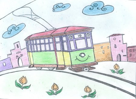 Трамвай рисунок