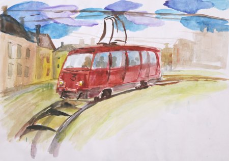 Детские рисунки трамвай