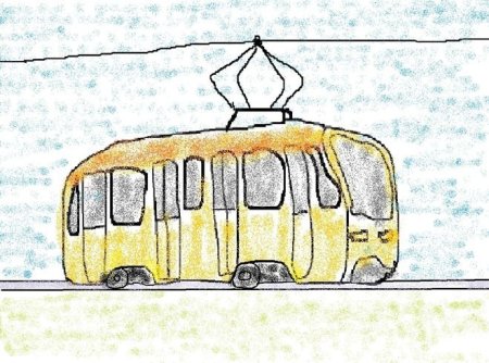 Рисование для детей трамвай