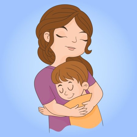 Мама обнимает малыша