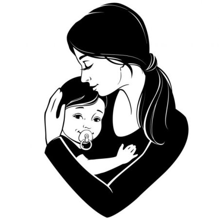 Силуэт матери и ребенка
