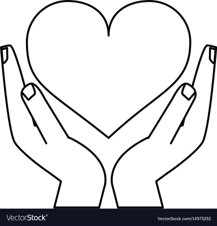 Сердце в руках раскраска