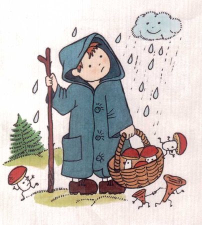 Сбор грибов иллюстрация