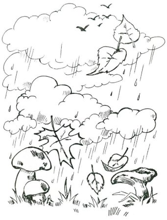 Осенний пейзаж раскраска для детей