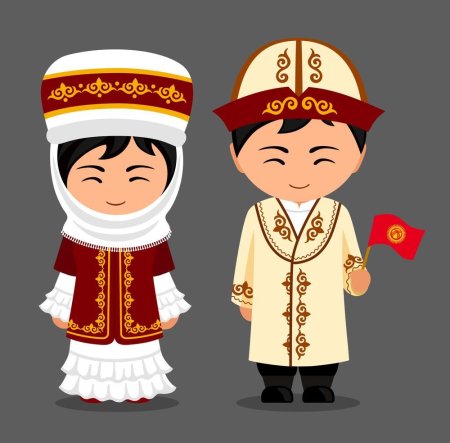 Кыргызская Национальная одежда вектор